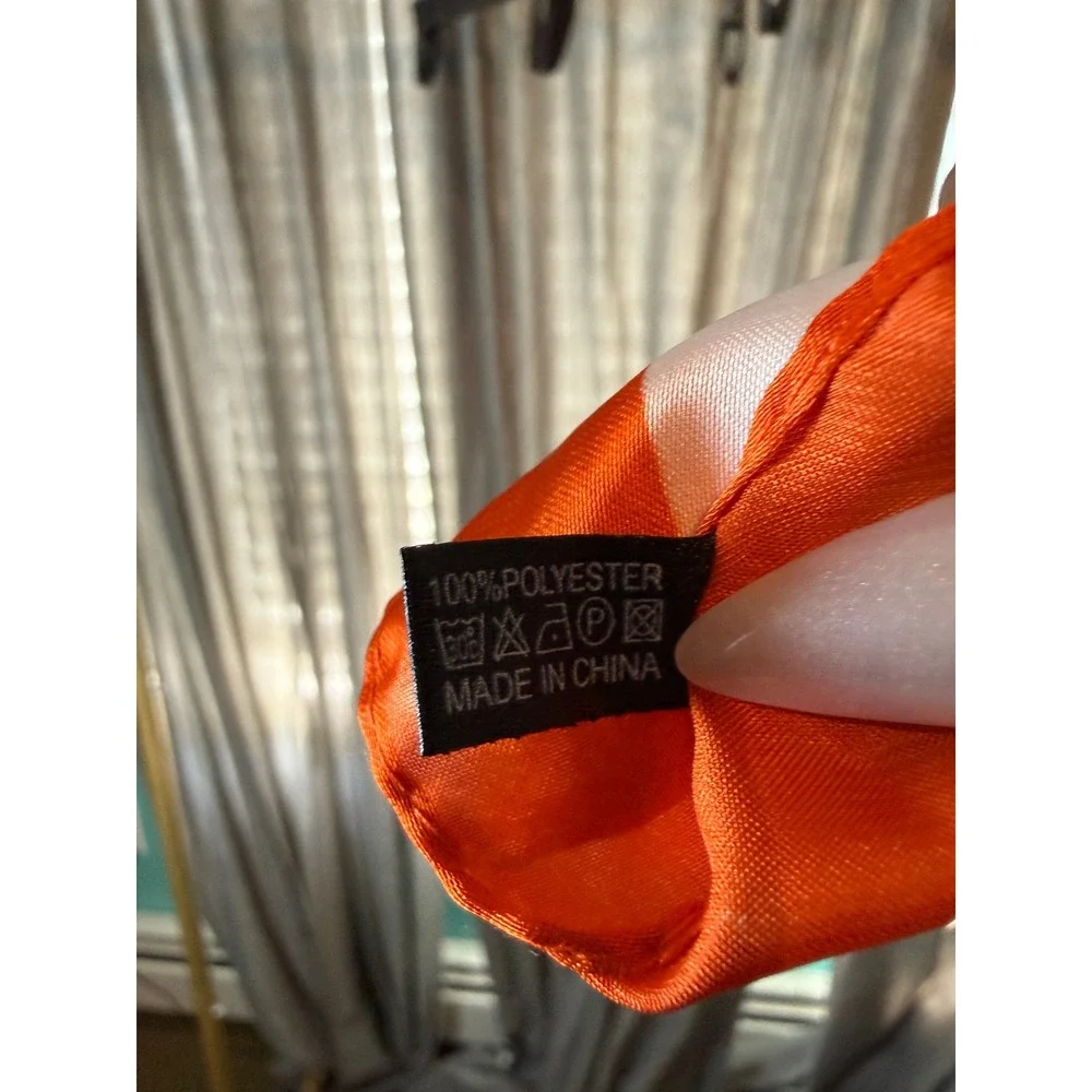 Abstract‎ Floral Square Scarf Multicolor Satin Finish Orange Border